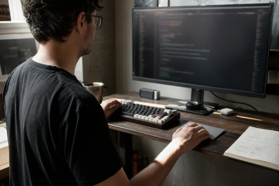 Developer pasting the one line chatbot script into a website template