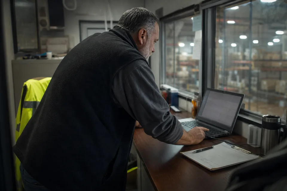 Operations manager reviewing the log of actions the bot took